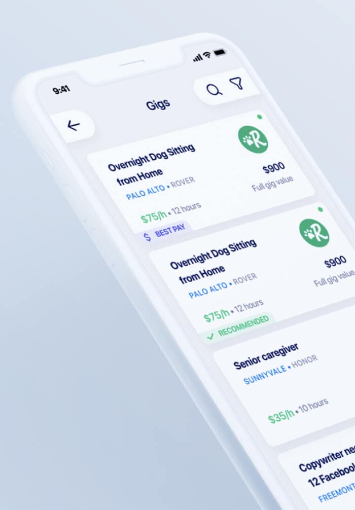 Mobile dashboard with earning activity
